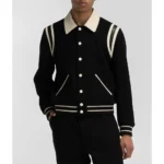 Teddy Blouson Black Varsity Jacket Front