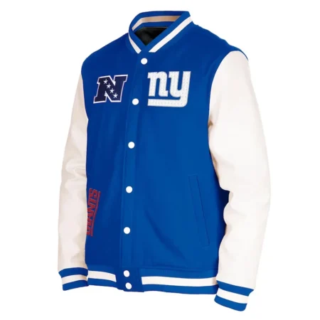 Front view of New York Giants Third Down Varsity Jacket