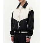 Western Black and White Varsity Jacket Front