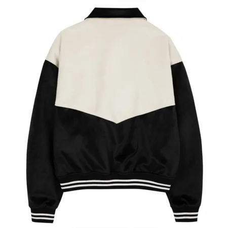 Back view of Western Black and White Varsity Jacket