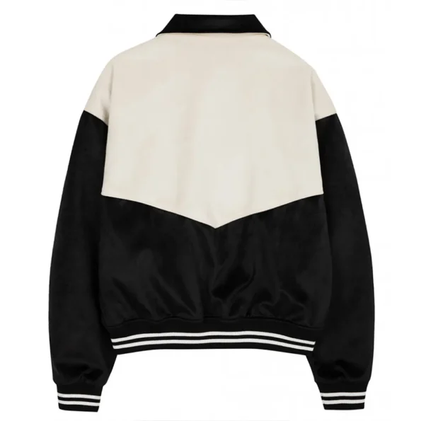 Back view of Western Black and White Varsity Jacket