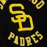 Front view San Diego Padres vintage varsity jacket photo.