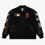 Front view Boston Red Sox vintage varsity jacket photo.