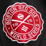 Front view Boston Red Sox vintage varsity jacket photo.