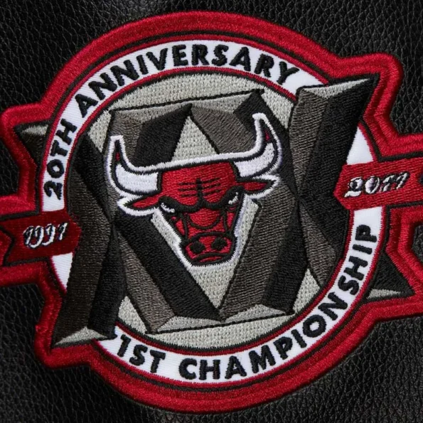 Front and back view of Chicago Bulls Black Vintage Varsity Jacket