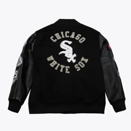 Back view of Chicago White Sox vintage varsity jacket.