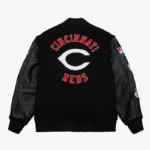 Front view Cincinnati Reds vintage varsity jacket photo.