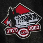 Front view Cincinnati Reds vintage varsity jacket photo.