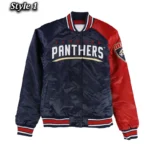 Front view of Florida Panthers Hometown varsity jacket.