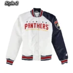 Front view Florida Panthers Hometown varsity jacket photo.