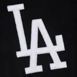 Front view LA Dodgers black vintage varsity jacket photo.