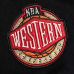 Front view LA Lakers vintage logo varsity jacket photo.