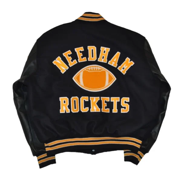 Back view of Needham HS Athletics Varsity Jacket