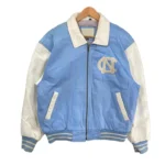 North Carolina Blue Varsity Leather Jacket Front