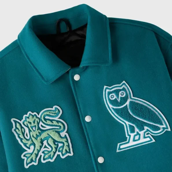 Close-up details of OVO University of Cambridge Varsity Jacket