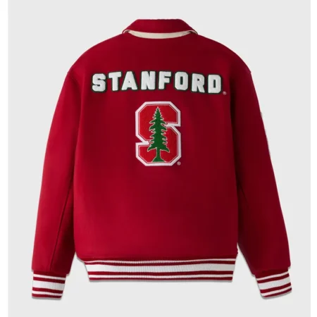 Back view of OVO Stanford University Varsity Jacket