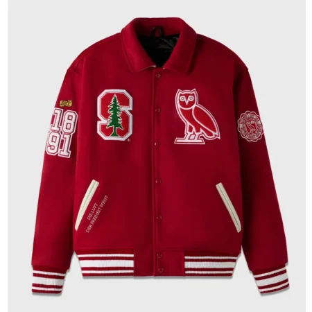 Front view of OVO Stanford University Varsity Jacket