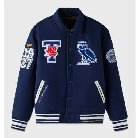 Front view of OVO University of Toronto Varsity Jacket