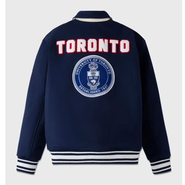 Back view of OVO University of Toronto Varsity Jacket