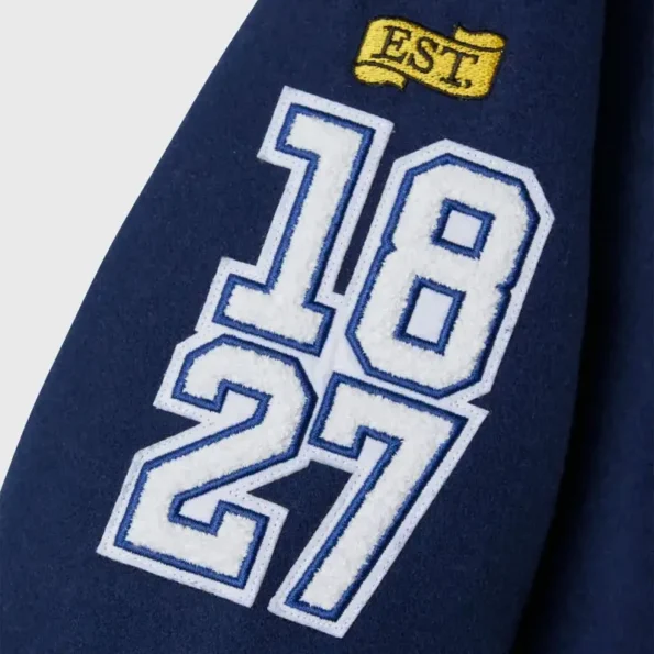 Close-up details of OVO University of Toronto Varsity Jacket