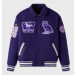 Front view of OVO Western Mustangs Varsity Jacket