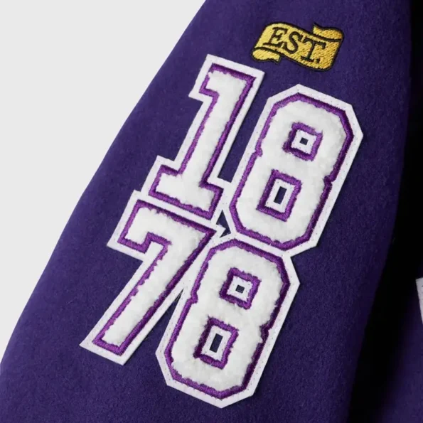 Close-up details of OVO Western Mustangs Varsity Jacket