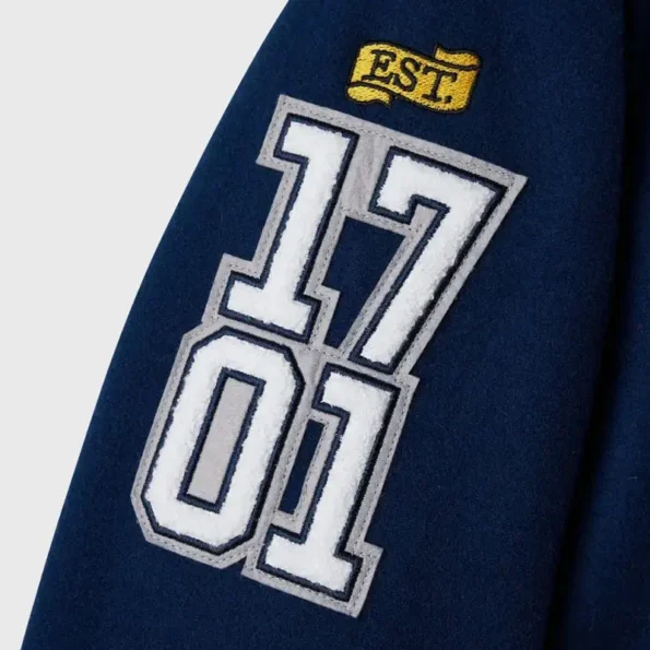 Close-up details of OVO Yale University Varsity Jacket