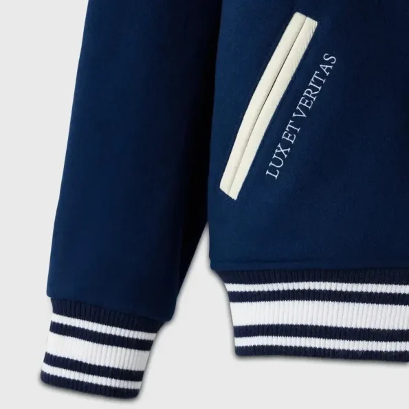 Close-up details of OVO Yale University Varsity Jacket