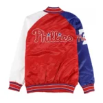 Front view Philadelphia Phillies varsity satin jacket photo.