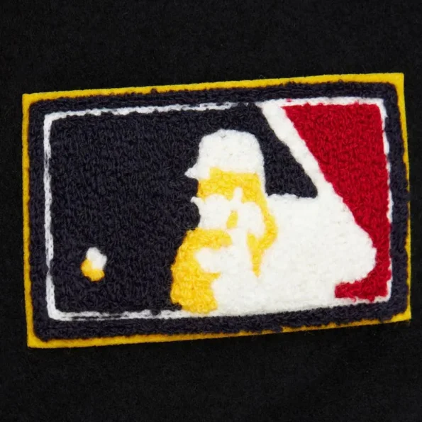 Zoomed view of San Diego Padres vintage varsity jacket details.