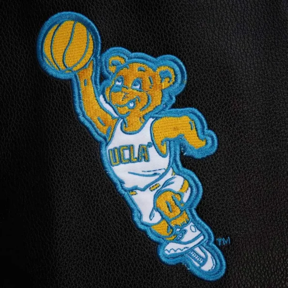 Close-up details of UCLA Bruins Black Varsity Jacket