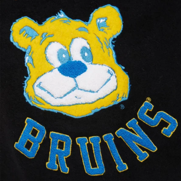 Close-up details of UCLA Bruins Black Varsity Jacket