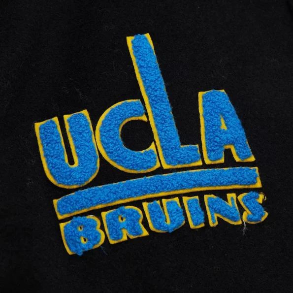 Close-up details of UCLA Bruins Black Varsity Jacket