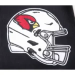 Front view Arizona Cardinals mashup varsity jacket photo.