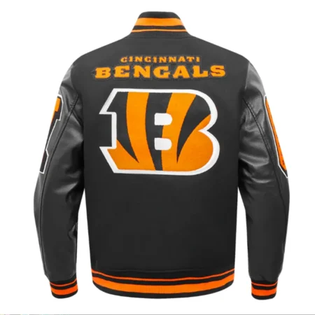 Back view of Cincinnati Bengals mashup varsity jacket.