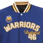 Front view Golden State Warriors varsity wool jacket photo.