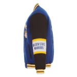 Front view Golden State Warriors varsity wool jacket photo.