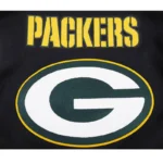 Front view Green Bay Packers rib varsity jacket photo.