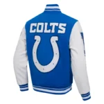 Front view Indianapolis Colts rib varsity jacket photo.