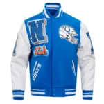 Front view Indianapolis Colts rib varsity jacket photo.