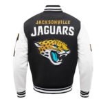 Front view Jacksonville Jaguars rib varsity jacket photo.