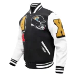 Front view Jacksonville Jaguars rib varsity jacket photo.