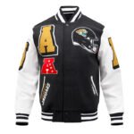 Front view Jacksonville Jaguars rib varsity jacket photo.