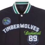 Front view Minnesota Timberwolves varsity wool jacket photo.