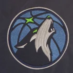 Front view Minnesota Timberwolves varsity wool jacket photo.