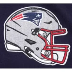 Front view New England Patriots rib varsity jacket photo.