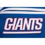 Front view NY Giants mashup rib varsity jacket photo.