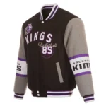 Front view Sacramento Kings varsity wool jacket photo.