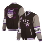 Front view Sacramento Kings varsity wool jacket photo.