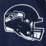 Front view Seattle Seahawks mashup rib varsity jacket photo.